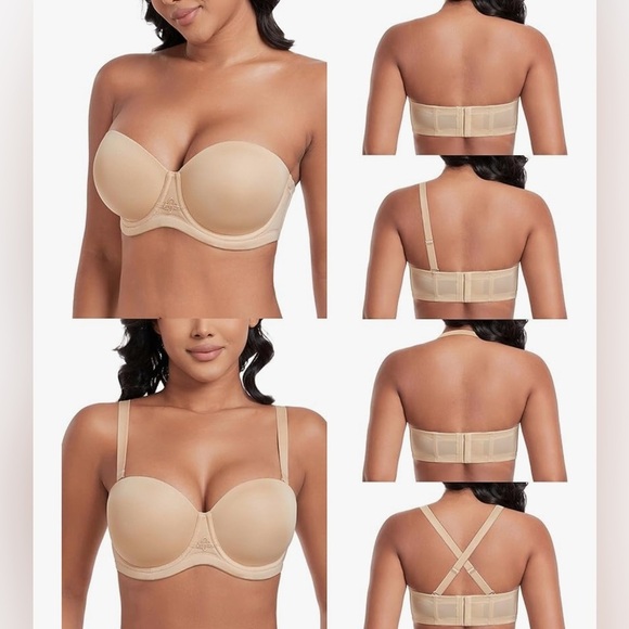 NWT DotVol Strapless Convertable Beige Nude Bra 36 C NEW - Picture 3 of 10